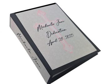 Personalized Baby Dedication Photo Album: Pink Cross, Lace Detail, 4x6 Pictures D#299