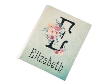 Victorian Photo Album Initial Monogram Personalized Gift 4x6 or 5x7 Pictures Baby Girl Wedding Bridal Shower Gift Watercolor Roses IA#040
