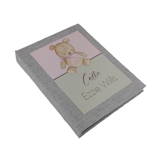 Baby Photo Album - Teddy Bear-  Boy or Girl - Personalized Newborn Gift - Scrapbook - 4x6 or 5x7 Holds 52 pictures Pink or Blue IA#586