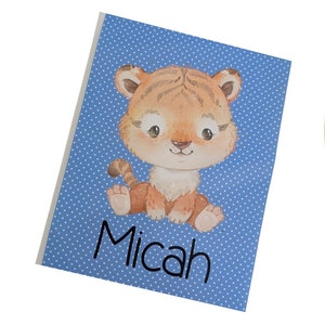 Baby Boy Photo Album CHOOSE ANIMAL Girl Blue Polka Dot 4x6 or 5x7 Picture Woodland Jungle Farm Tiger Personalized Name Shower Gift W#124