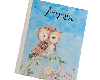 Personalized Owl Photo Album: Baby Girl Woodland Nursery Gift 4x6 or 5x7 Pictures W#140