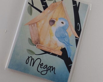 Photo Album Personalized Grandmas Brag Book 4x6 or 5x7 pictures Blue Bird House Tree 164