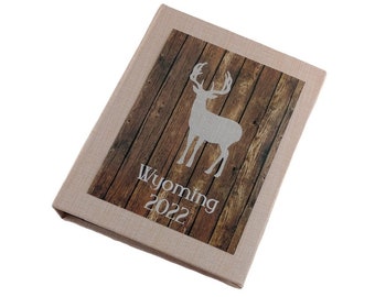 Photo Album - Woodland Deer- Hunting Camping Buck - Personalized Gift with Name - 4x6 or 5x7 Holds 52 pictures IA#163