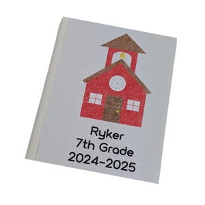 School Photo Album 4x6 or 5x7 Pictures Schoolhouse Kindergarten Preschool Teacher Gift Back End Memory Book Journal Personalized Name W#184