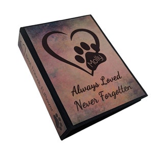 Dog Pet Loss Photo Album Dog Memorial Cat Loss 5x7 or 4x6 Picture Personalized with Name Heart and Paw Death Memory D#148
