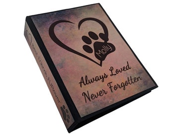 Dog Pet Loss Photo Album Dog Memorial Cat Loss 5x7 or 4x6 Picture Personalized with Name Heart and Paw Death Memory D#148