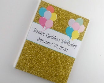 Birthday Photo Album Personalized with Name 4x6 or 5x7 Pictures Golden Birthday Party IA#454