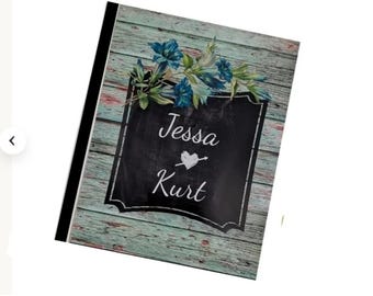 Rustic Wood Wedding Photo Album: Personalized Bridal Shower Gift 4x6 or 5x7 Pictures D#265