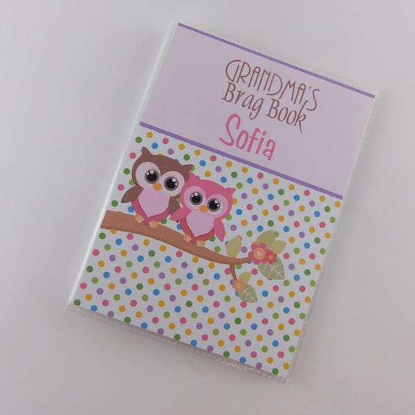 Girl Brag Book Baby Girl Photo Album Personalized Grandmas Brag Book Newborn Baby Shower Gift 4x6 or 5x7 Pink Owl 140