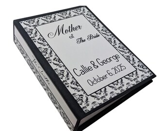 Personalized Wedding Photo Album: Black Damask Gift for Mother of Bride 4x6 Pictures D#212