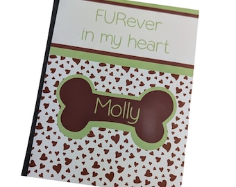 Dog Photo Album Pet Memorial Memory Gift New Puppy Bone Keepsake  4x6 or 5x7 picture album Personalized with Name Loss Death D#026