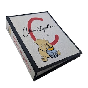 Winnie the Pooh Bear Photo Album Baby Boy Girl 5x7 or 4x6 Pictures Personalized Name Classic Vintage A. Milne Shower Gift  D#008