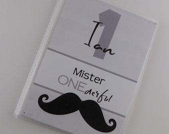 Birthday Photo Album Onederful Baby Boy Personalized Mustache Moustache Little Mister Man Custom 4x6 5x7 Pictures 870