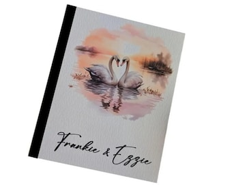 Personalized Swan Wedding Photo Album: 4x6 or 5x7 Pictures Bridal Gift D#069