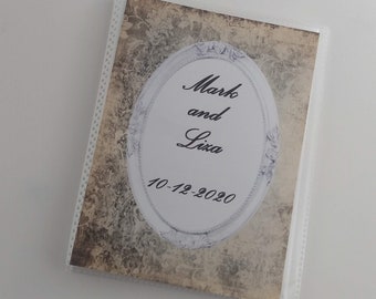 Wedding Photo Album PERSONALIZED Name Date Bridal Shower Gift Anniversary Engagement 4x6 or 5x7 Pictures Vintage Rustic Look 262