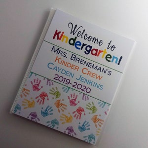 School Photo Album Kindergarten Personalized Brag Book Teacher Gift Hand Print 4x6 or 5x7 Picture IA#395