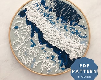 Ocean Wave Embroidery Pattern & Guide PDF