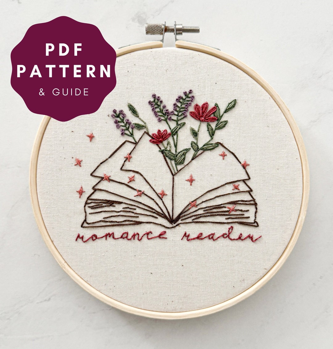 Romance Reader Embroidery Pattern & Guide PDF Etsy