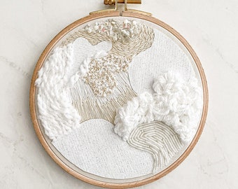Snow Drift Embroidery Art Piece- Ready to Ship