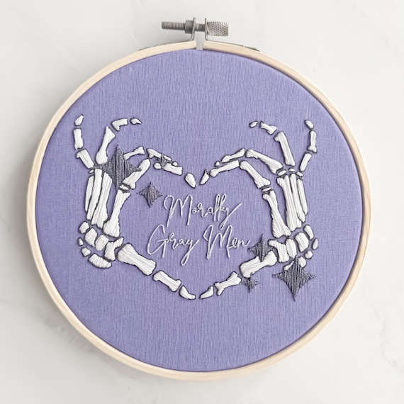 Morally Gray Men Embroidery: Bookish Romance Decor, 6" Hoop Art