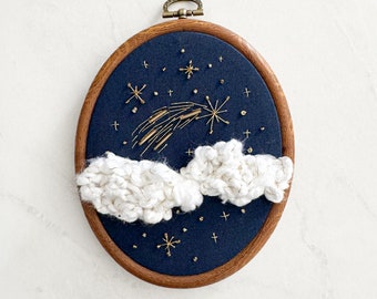 Northern Nights Embroidery Art Piece- Ready to Ship
