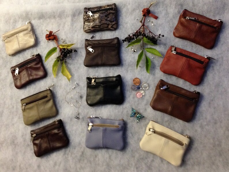 SOFT LEATHER PURSE Two Zip Compartments / Twelve Colours Hand Etsy UK