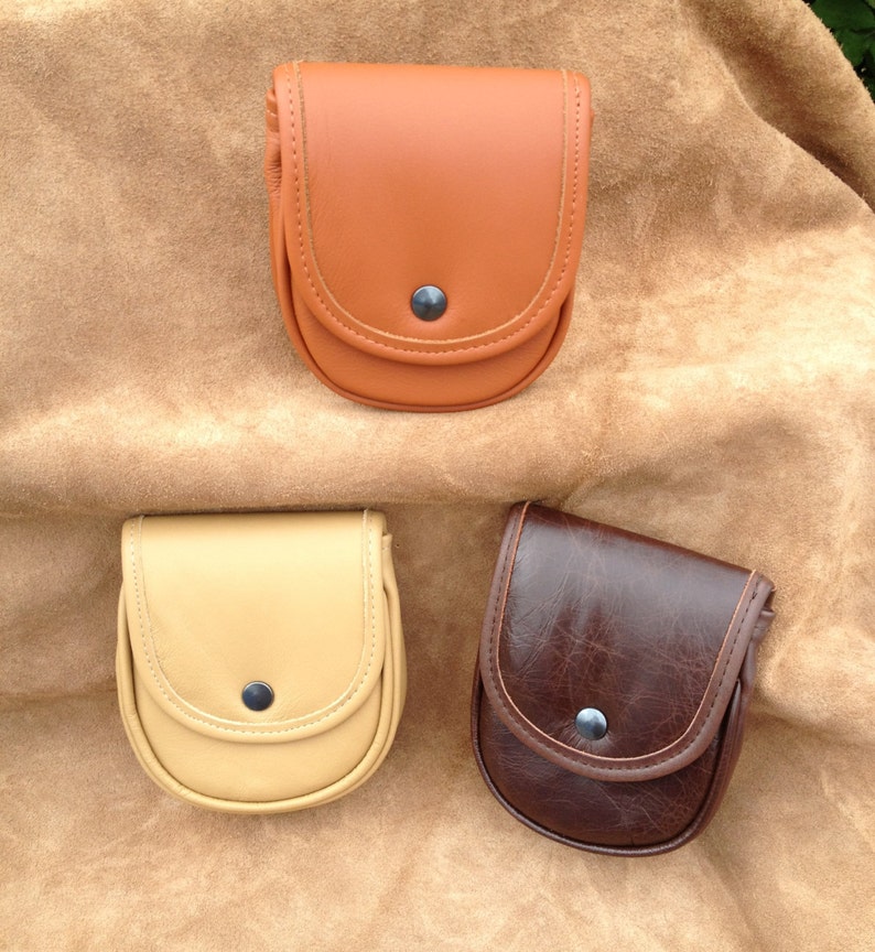 Leather Belt Loop 6 x 5 x 1.25 Tan Cream or Brown Large SOFT LEATHER Padded rigid front Back POUCH