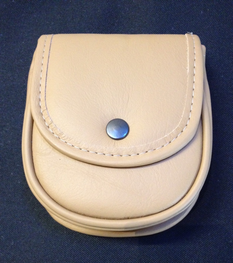 Leather Belt Loop 6 x 5 x 1.25 Tan Cream or Brown Large SOFT LEATHER Padded rigid front Back POUCH