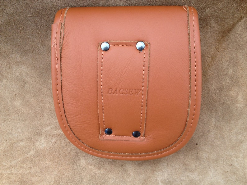 Leather Belt Loop 6 x 5 x 1.25 Tan Cream or Brown Large SOFT LEATHER Padded rigid front Back POUCH