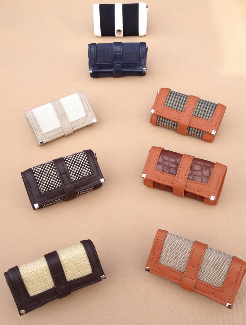 Unique Contrast Canvas and Leather Unisex TRIFOLD WALLET Ideal Etsy UK