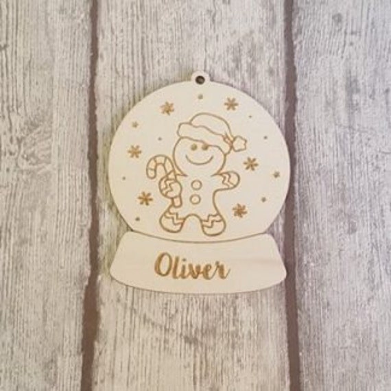 Personalised Snow Globe Christmas Tree Bauble Bauble Name Etsy