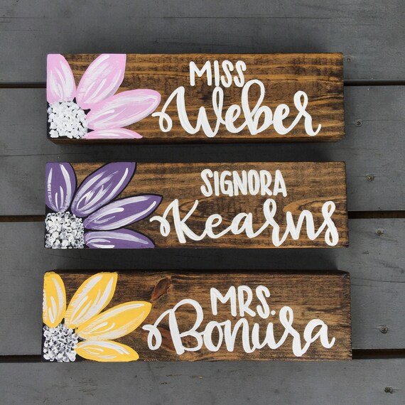 Custom Name Desk Plaque Teacher Gift Custom Hand Painted Etsy