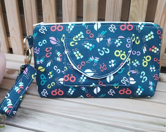 Bolsa de maquillaje acolchada grande, estuche de algodón de bolsa cosmética, pendientes de joyería de pavo real adornados de Ruby Star Society 100% tela de algodón HECHO A MANO segundos