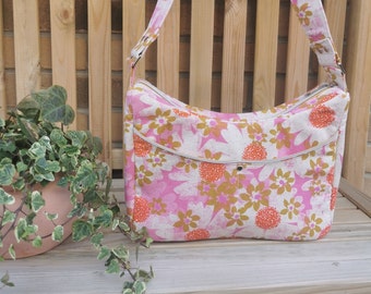 Bolso clásico CANVAS Trinket - Daisy Fields en algodón rosa y acero OOAK fabricado en Inglaterra.