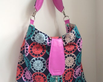Hobo Bag Mrs H - Algodón + Acero Visores juguetones Hombro Sling Slouch Bolso grande Retro Peculiar Estilo Kitsch