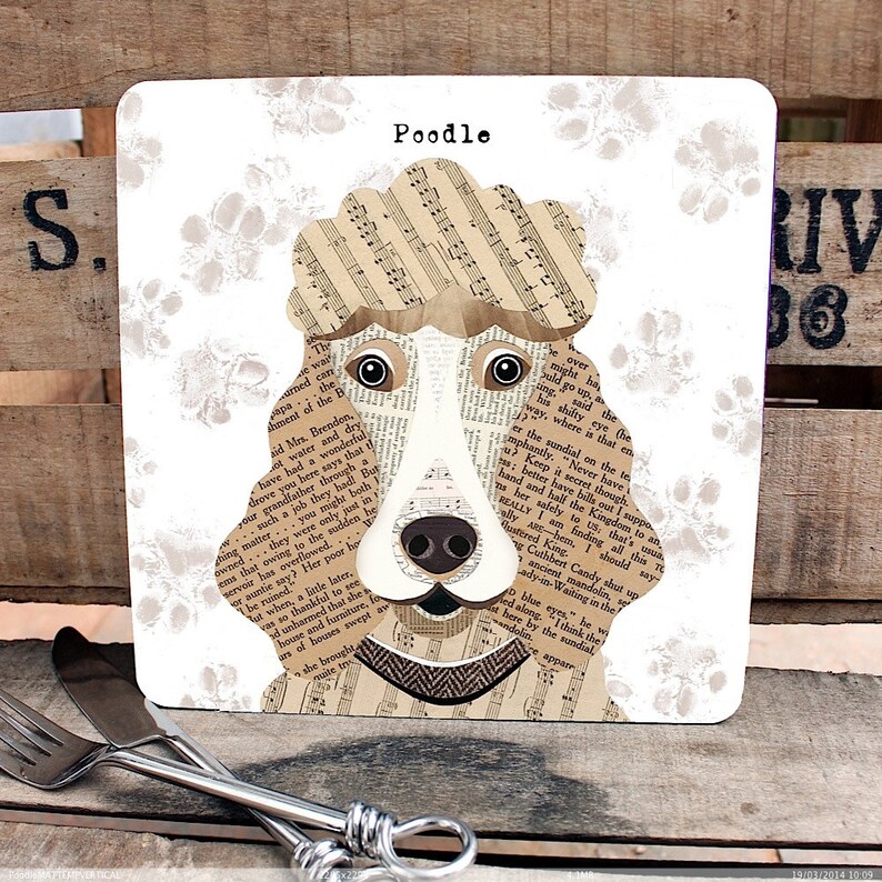 Poodle Personalised Dog Placemat and Coaster Etsy