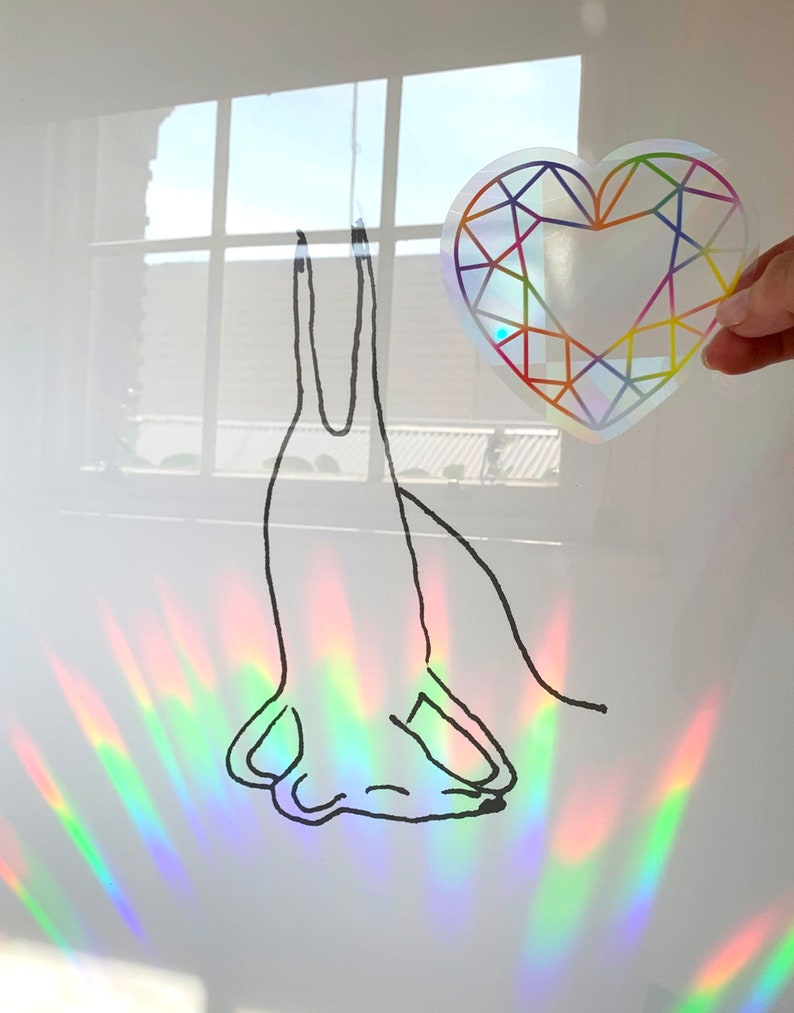 Heart Gemstone Sticker Rainbow Sticker Sun Catcher Sticker Light Catcher Crystal Sticker Holographic Sticker Sun Catcher Decal