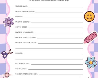 Teacher’s Favorite Things (Digital Download PDF) - Purple