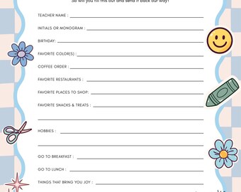 Teacher’s Favorite Things (Digital Download PDF) - Blue