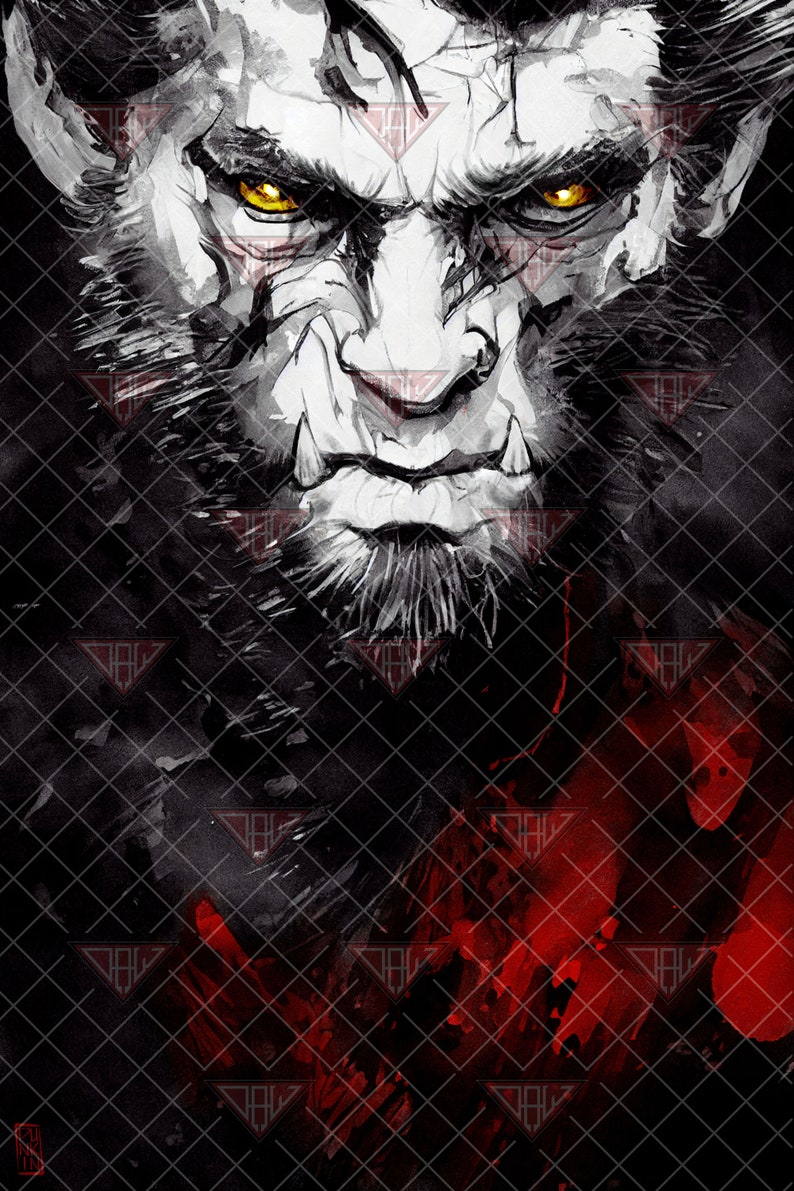 The Wolfman 01 AI Generated Art Print, Wall Art, Bedroom Poster, Living
