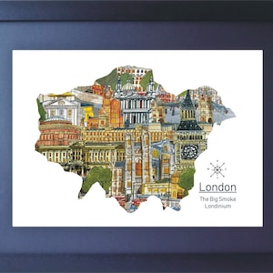 London Aquarell Map Print: City Montage Art
