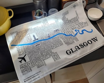 Glasgow Word Map Tea Towel