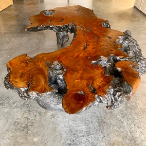 SOLD. - Large Mid Century Free Flow Big Sur Redwood Live Edge Coffee table