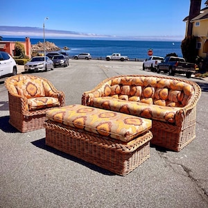 Vintage Italian Braided Wicker 3 Piece Set exclusively for Wicker Works of SF / Shipping is Not Free