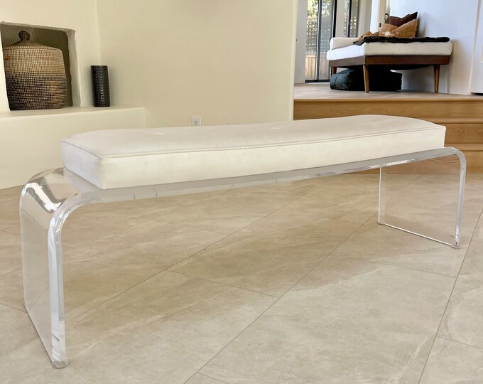 Lucite Waterfall White Seated Bench - Etsy