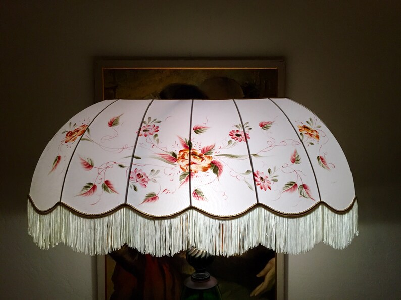 Large Victorian Fl Art Nouveau Fringed Mary Poppins Downton Abbey Esque Umbrella Lamp Shade