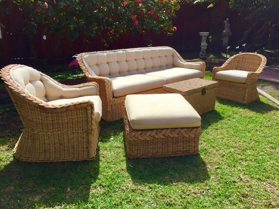 Sold Vintage Italian Wicker Works Indoor Or Outdoor Set Etsy