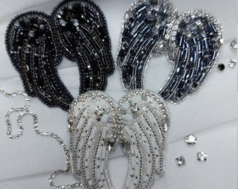 Brooch embroidered with beads and crystals "Angel Wings"