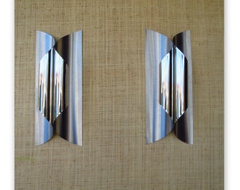 Pair Of Charles House Sconces In Stainless Steel, Circa 1970