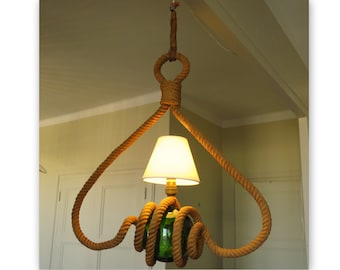 Audoux Minet Rope Chandelier Circa 1950, 4 Lights